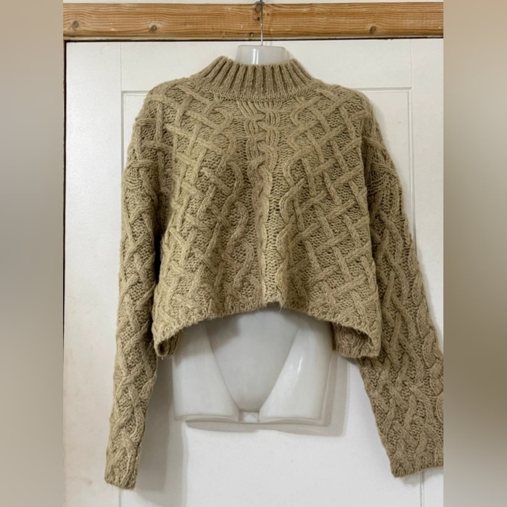 Cozy Cable Knit Sweater in Tan